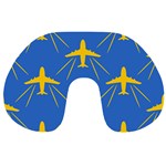 Aircraft Texture Blue Yellow Travel Neck Pillows Front