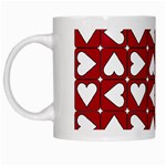 Graphic Heart Pattern Red White White Mugs Left