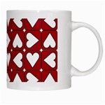 Graphic Heart Pattern Red White White Mugs Right