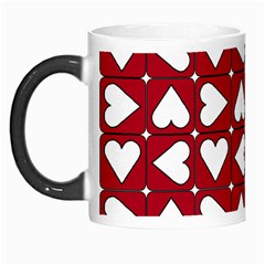 Graphic Heart Pattern Red White Morph Mugs by HermanTelo