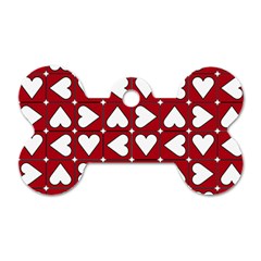 Graphic Heart Pattern Red White Dog Tag Bone (one Side) by HermanTelo