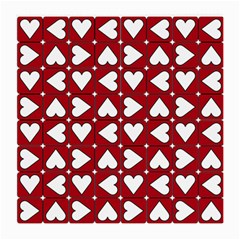 Graphic Heart Pattern Red White Medium Glasses Cloth by HermanTelo