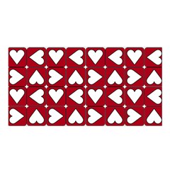 Graphic Heart Pattern Red White Satin Shawl