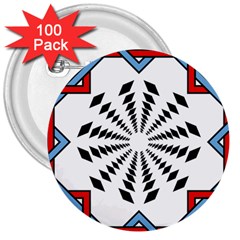 Star Illusion Mandala 3  Buttons (100 Pack)  by HermanTelo