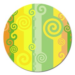 Ring Kringel Background Abstract Yellow Magnet 5  (round) by HermanTelo