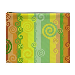 Ring Kringel Background Abstract Yellow Cosmetic Bag (xl) by HermanTelo