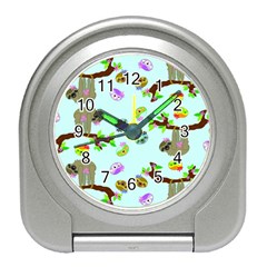 Sloth Aqua Blue Cute Cartoon Tile Green Travel Alarm Clock by HermanTelo