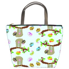 Sloth Aqua Blue Cute Cartoon Tile Green Bucket Bag