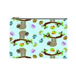 Sloth Aqua Blue Cute Cartoon Tile Green Cosmetic Bag (Large) Front