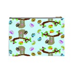 Sloth Aqua Blue Cute Cartoon Tile Green Cosmetic Bag (Large) Back