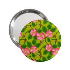 Roses Flowers Pattern Bud Pink 2 25  Handbag Mirrors by HermanTelo