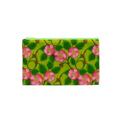 Roses Flowers Pattern Bud Pink Cosmetic Bag (xs)