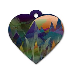 Mountains Abstract Mountain Range Dog Tag Heart (one Side) by Pakrebo
