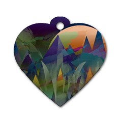 Mountains Abstract Mountain Range Dog Tag Heart (Two Sides)