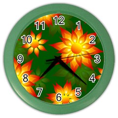 Flower Pattern Floral Non Seamless Color Wall Clock by Pakrebo