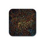 Flames Pattern Texture Gold Rubber Coaster (Square)  Front