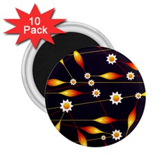 Flower Buds Floral Background 2 25  Magnets (10 Pack)  by Pakrebo