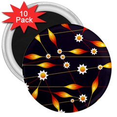 Flower Buds Floral Background 3  Magnets (10 Pack)  by Pakrebo