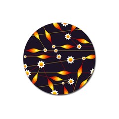 Flower Buds Floral Background Magnet 3  (round) by Pakrebo