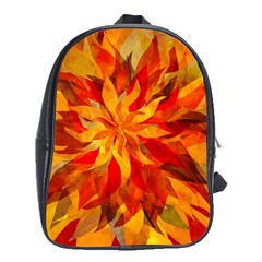 Flower Blossom Red Orange Abstract School Bag (xl) by Pakrebo