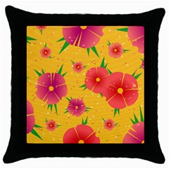 Background Flowers Floral Pattern Throw Pillow Case (black)