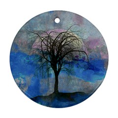 Tree Moon Sky Watercolor Painting Ornament (round)