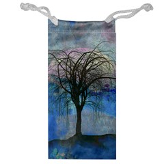 Tree Moon Sky Watercolor Painting Jewelry Bag by Pakrebo
