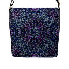 Pattern Fire Purple Repeating Flap Closure Messenger Bag (l) by Pakrebo