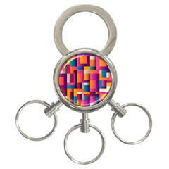 Abstract Background Geometry Blocks 3-ring Key Chain