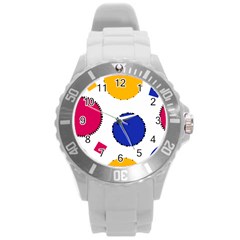 Circles Seamless Pattern Tileable Round Plastic Sport Watch (l)