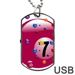 Billiard Ball Ball Game Pink Dog Tag Usb Flash (two Sides) by HermanTelo