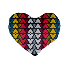 Background Colorful Geometric Unique Standard 16  Premium Flano Heart Shape Cushions