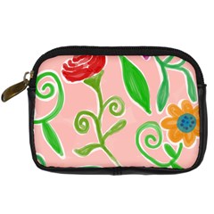 Background Colorful Floral Flowers Digital Camera Leather Case by HermanTelo