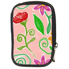 Background Colorful Floral Flowers Compact Camera Leather Case by HermanTelo