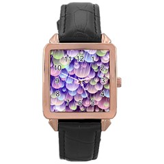 Abstract Background Circle Bubbles Space Rose Gold Leather Watch 
