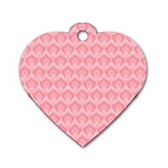 Damask Floral Design Seamless Dog Tag Heart (one Side) by HermanTelo