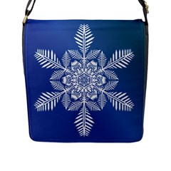 Flake Crystal Snow Winter Ice Flap Closure Messenger Bag (l) by HermanTelo
