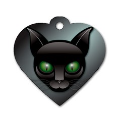 Green Eyes Kitty Cat Dog Tag Heart (two Sides) by HermanTelo