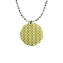 Hexagonal Pattern Unidirectional Yellow 1  Button Necklace by HermanTelo