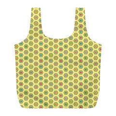 Hexagonal Pattern Unidirectional Yellow Full Print Recycle Bag (l)