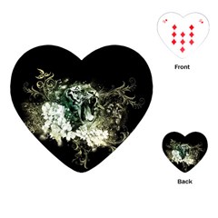 Awesome Tiger With Flowers Playing Cards (heart) by FantasyWorld7