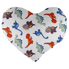 Pattern Dinosaurs Large 19  Premium Heart Shape Cushions