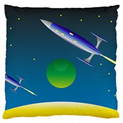 Rocket Spaceship Space Standard Flano Cushion Case (one Side) by HermanTelo