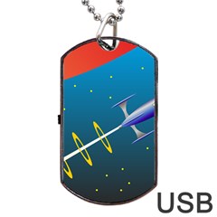 Rocket Spaceship Space Galaxy Dog Tag Usb Flash (one Side) by HermanTelo