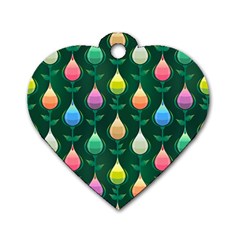 Tulips Seamless Pattern Background Dog Tag Heart (two Sides) by HermanTelo