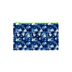 White Flowers Summer Plant Cosmetic Bag (xs)