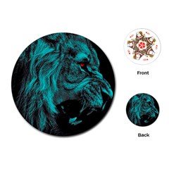 Angry Male Lion Predator Carnivore Playing Cards (round)