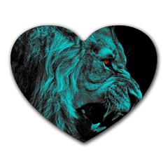 Angry Male Lion Predator Carnivore Heart Mousepads