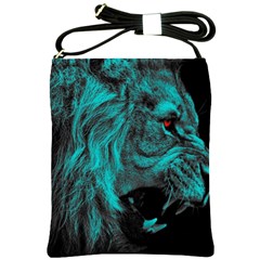 Angry Male Lion Predator Carnivore Shoulder Sling Bag by Sudhe