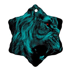 Angry Male Lion Predator Carnivore Snowflake Ornament (two Sides) by Sudhe